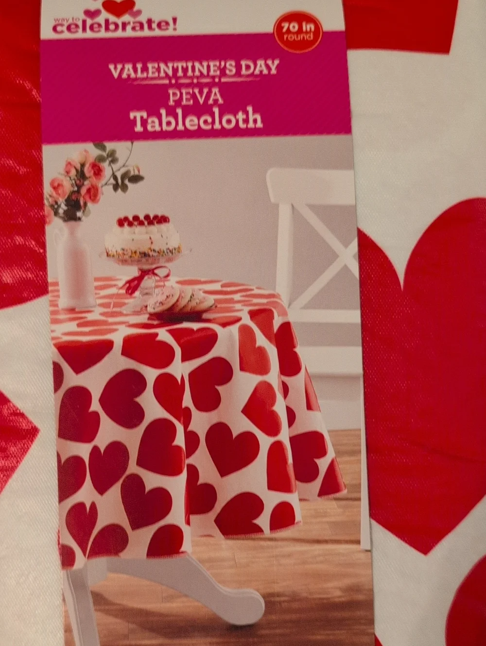 Holiday Tablecloths Nightmare Before Christmas, Valentine's 70 Inch Round